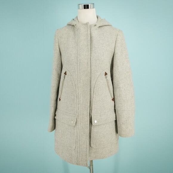 J. Crew Size 8 Gray Stadium Cloth by Nello Gori Full Zip Snap Lined Wool Coat - Picture 1 of 7